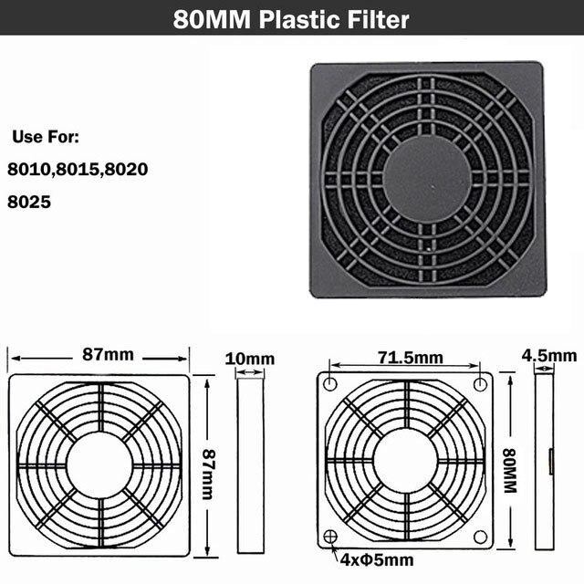 Case Fan Stoffilter Cover 120Mm Grille Pc Computer Stofdicht 12Cm 90Mm 80Mm 60Mm 50mm 40Mm 3D Printer Cooling Cooler Mesh Netto: 8CM