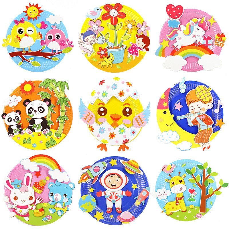 24 Models 3D Handmade Toys DIY Paper Plate Sticker Material EVA Sticker Kids Kindergarten Art Craft Educational Children Toys
