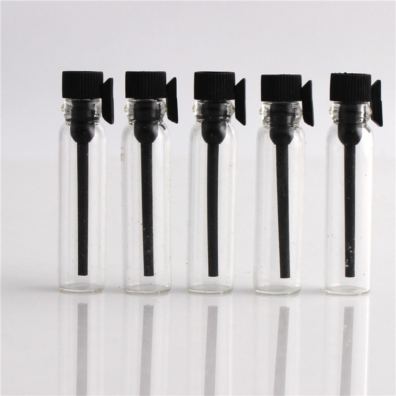 200/500 Uds 1ml/2ml Mini botella de Perfume de vidrio vacía transparente pequeño frasco de muestra botella de prueba de fragancia líquida de laboratorio: plástico / Negro / 60 ml
