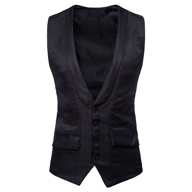 Gilet de costume blanc à simple boutonnage pour homme, gilet sans manches, gilet d'affaires pour homme, costume: Noir / M