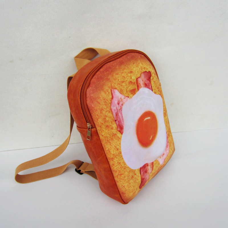 Vrouwen grappige Toast rugzak vrouwelijke schooltas leuke creatieve leuke studententas: Sky Blue