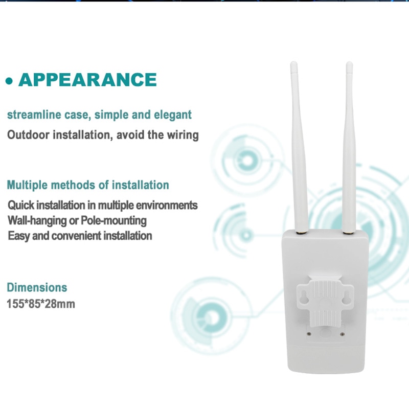 Yizloao vandtæt udendørs 4g cpe router 150 mbps cat 4 lte routere 3g/4g sim-kort wifi router til ip kamera / udendørs wifi coverag