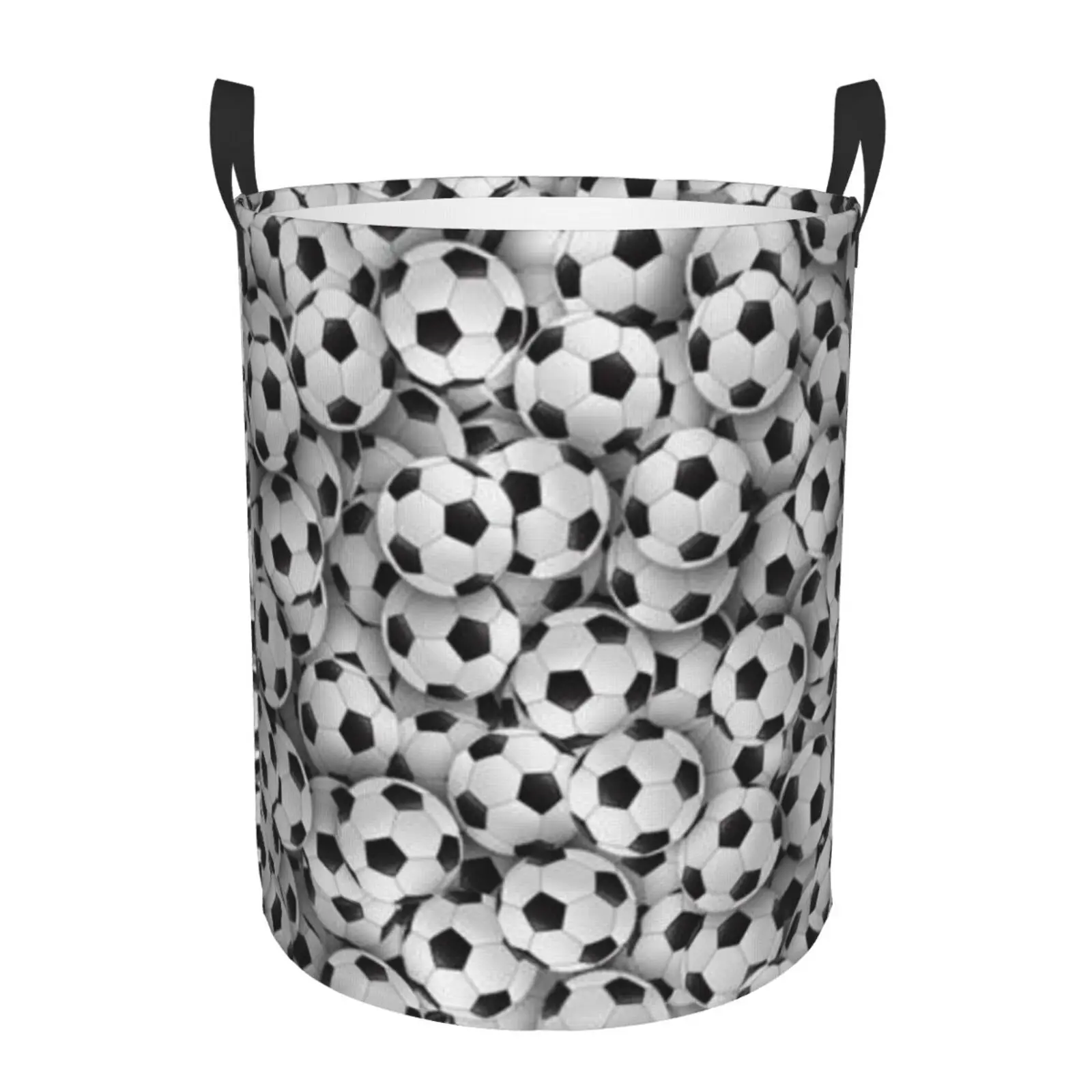 Foldable Laundry Basket For Dirty Clothes Soccer Balls Sport Football Pattern Storage Hamper Kids Baby Home Organizer: S / Gold