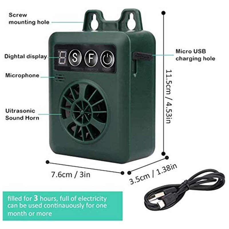 Dog Repeller USB Rechargeable Outdoor Waterproof Ultrasonic Bark Control Stop Barking