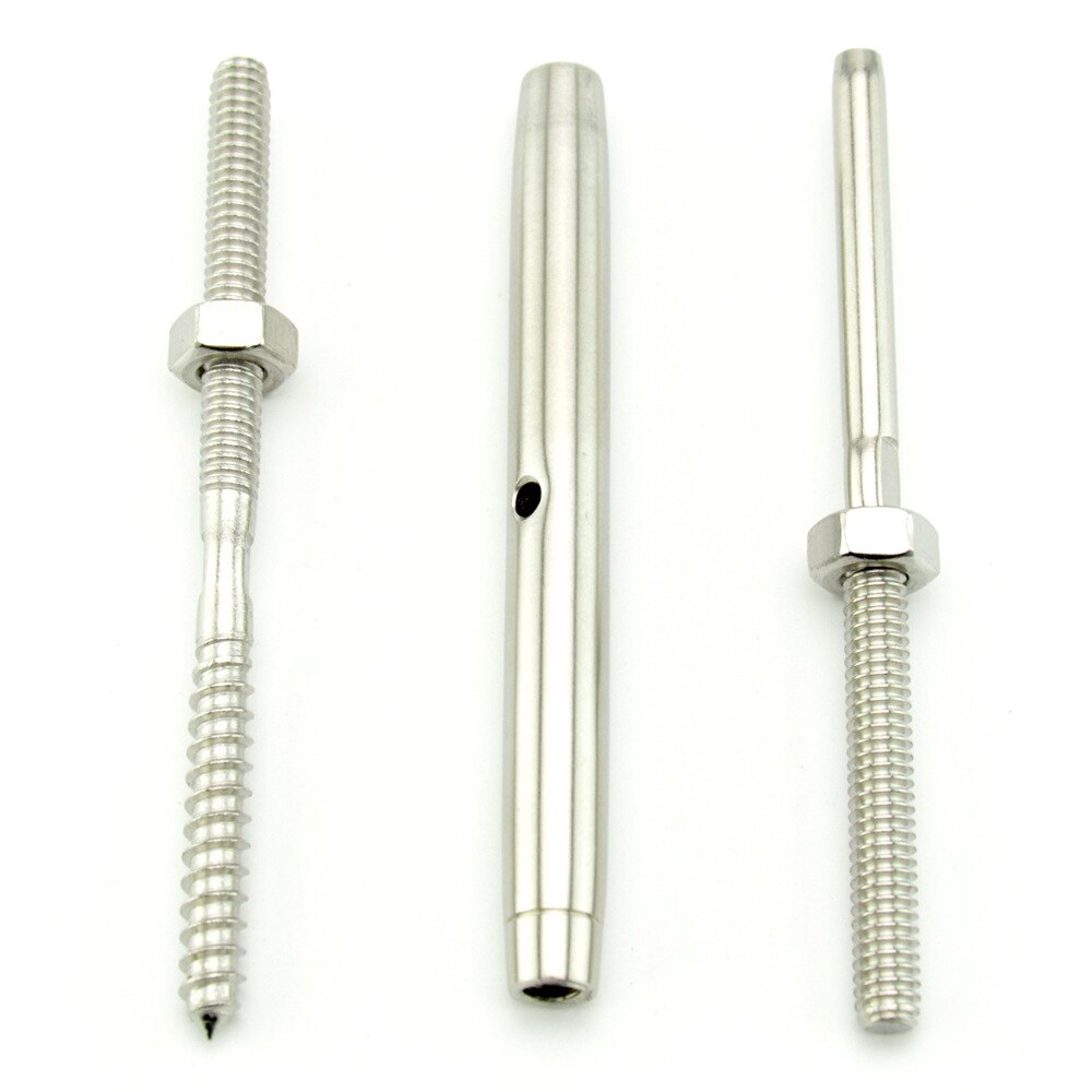 10 PCS 316 Stainless Steel 1/8 " Swage Turnbuckle with Lag Screw Cable Marine Grade
