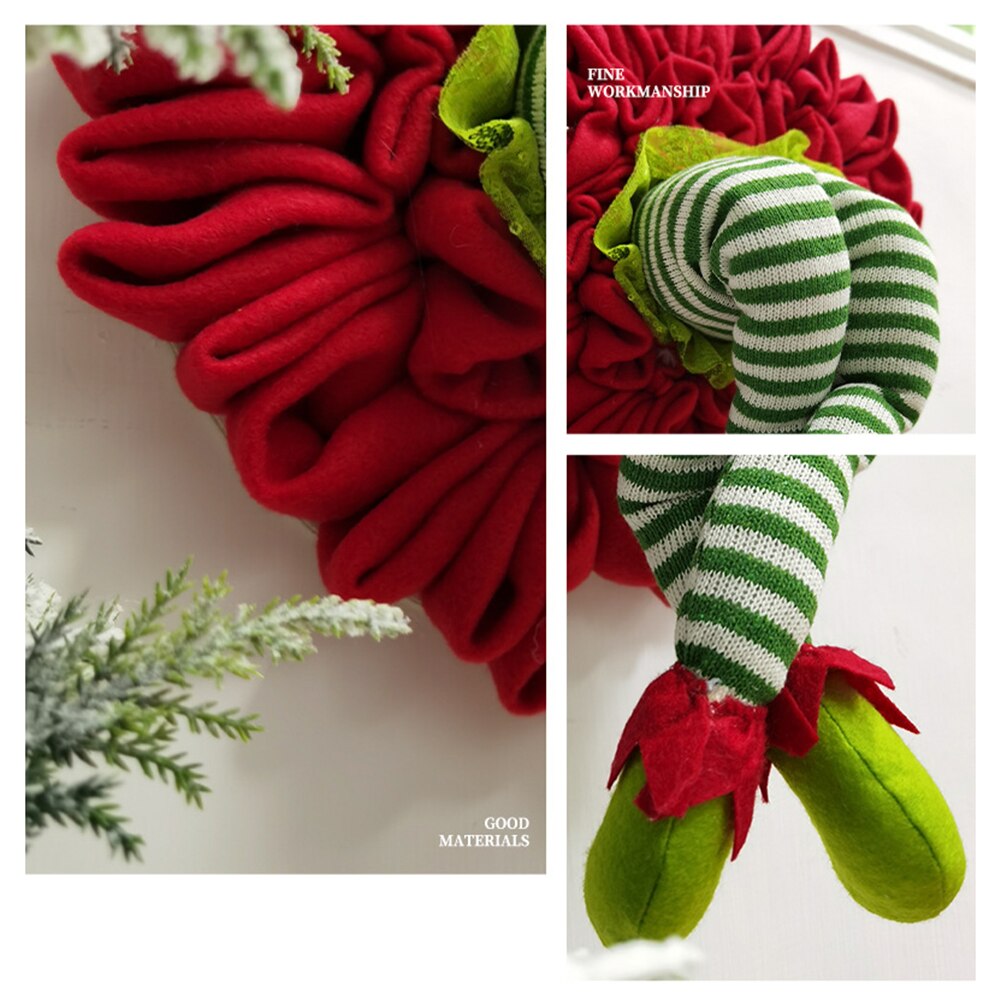 52cm Christmas Elf Legs Xmas Tree Green Red Fur Strange Grinch Year Christmas Elf Legs Xmas Tree Table