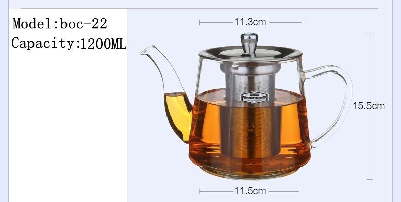 Induction cooker special pot boil tea dedicated cooker glass pot stainless steel liner kettle flower tea pot: BOC22 1200ML