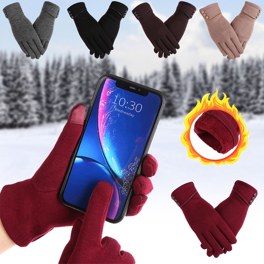 Vrouwen Winter Warm Handschoenen Touch Screen Fluwelen Gevoerd Thermische Wanten Outdoor Rijden Ski Winddicht Handschoenen Houden Handwarmer