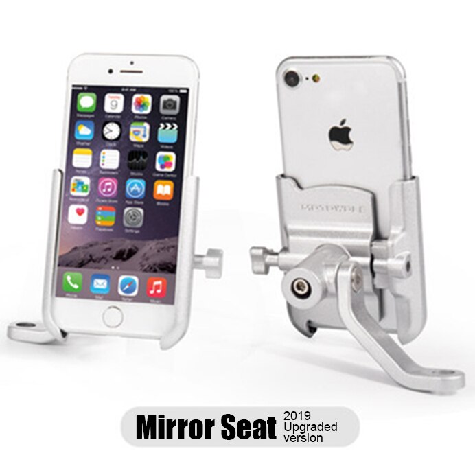 Aluminium Legierung Radfahren Stehen Halterung Einstellbar Fahrrad Fahrrad Lenker Telefon Halterung Motorrad Rückspiegel Telefon Halter: New Rearview Silver