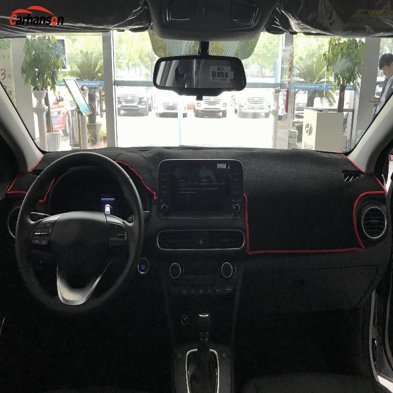 Bil dashboard dash pad dash beskyttelses cover klistermærke skridsikker måtter til hyundai kona tilbehør bil styling 1 stk