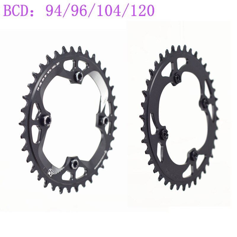 Fouriers mtb positivo e negativo rotonda dente piatto disco singolo mountainbike disco 94 96 104 120 bcd cykel kædehjul