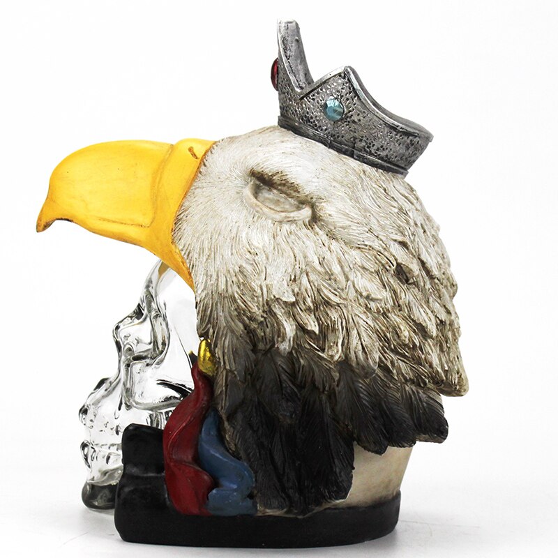 Skull with Bald Eagle Helmet Crystal Head Vodka Skull Wine Sets Wine Bottom Skull Decanter Glass Set 400ml: Default Title