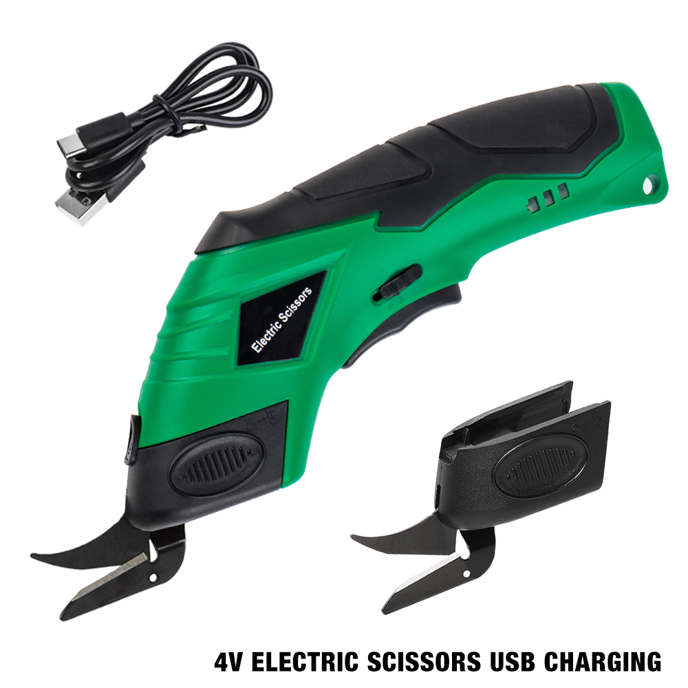 4v elektriska saxar, usb-laddning för hemmabruk, sladdlösa sysaxar för gör-det-själv-skärverktyg för läder/tyg/kartong, två blad: Default Title
