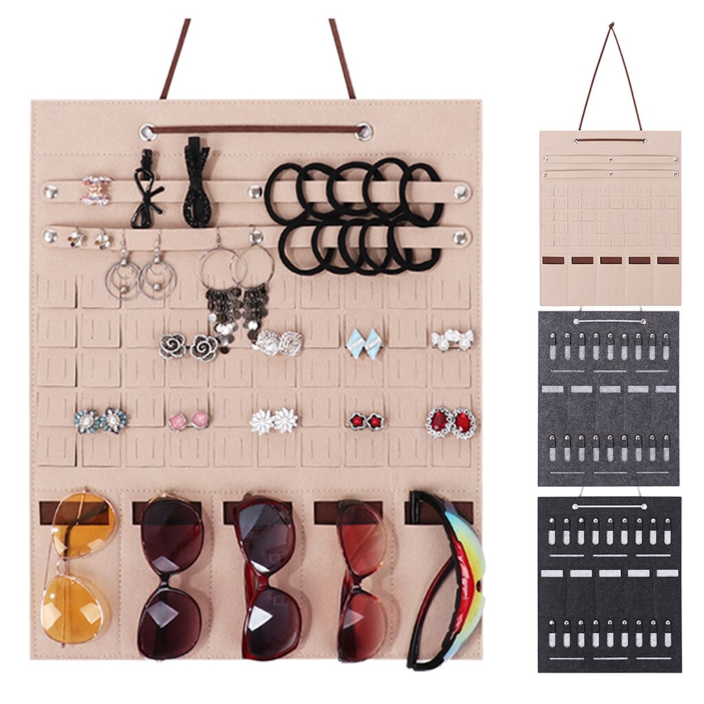 Wall Mount Hanging Eyeglasses Jewelry Storage Display Holder Organizer