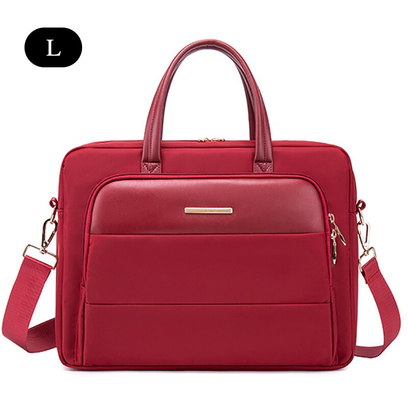 Capacity Briefcase Travel 13 14 15.6in Laptop Document Organizer Shoulder Bag Business Ipad Phone Notebook Storage Handbag X133C: Wine red L