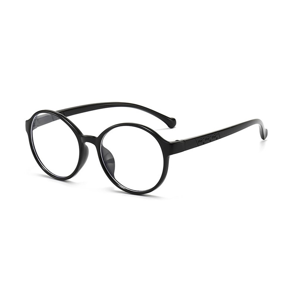 Round Anti Blue Light Kids Glasses Children Optical Frame Boy Girl Computer Transparent Eyeglasses UV400: black black