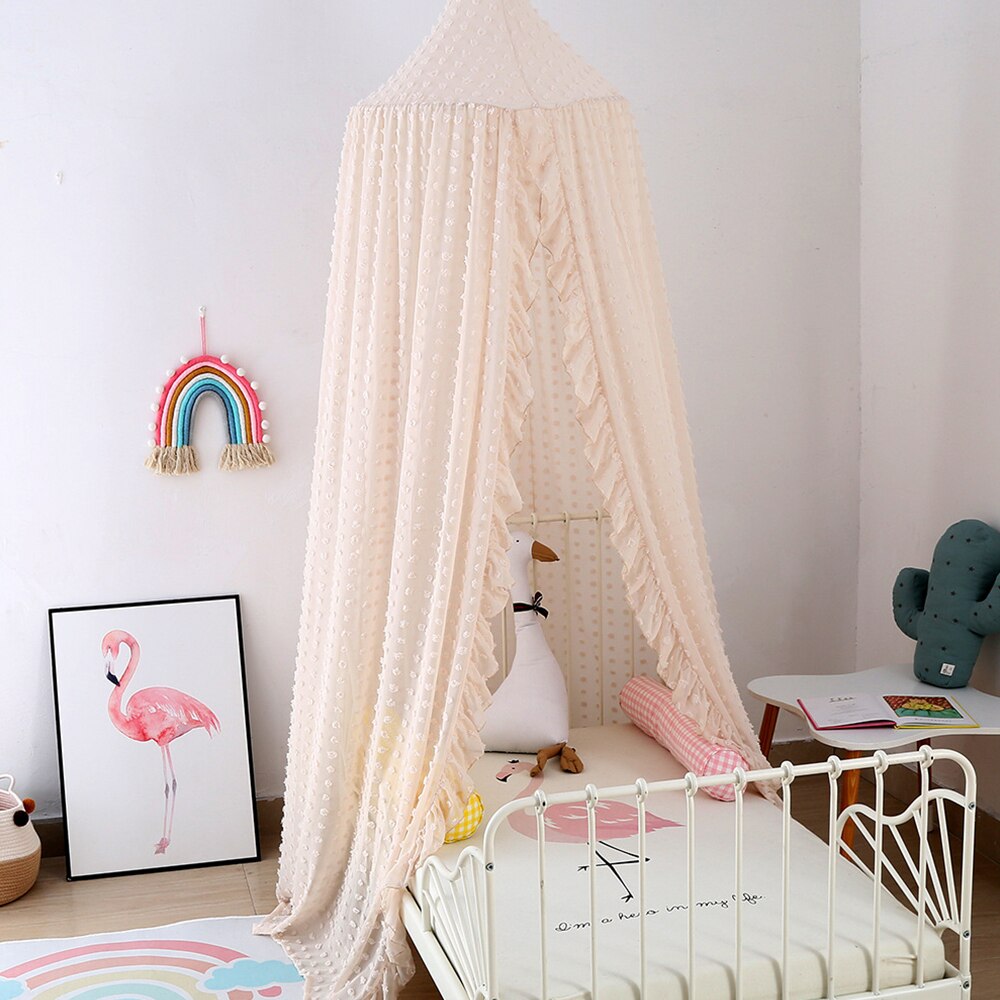 Baby seng bomuld 3d hang dome myggenet flæse lyserød prinsesse baldakin baby seng baldakin børn myggenet pige værelse dekor 60*240cm