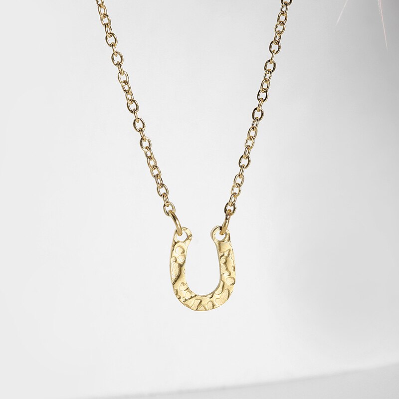 Collier avec pendentif en forme de U pour femme, en acier inoxydable, , chaîne à clavicule fine, d'anniversaire de la saint-valentin