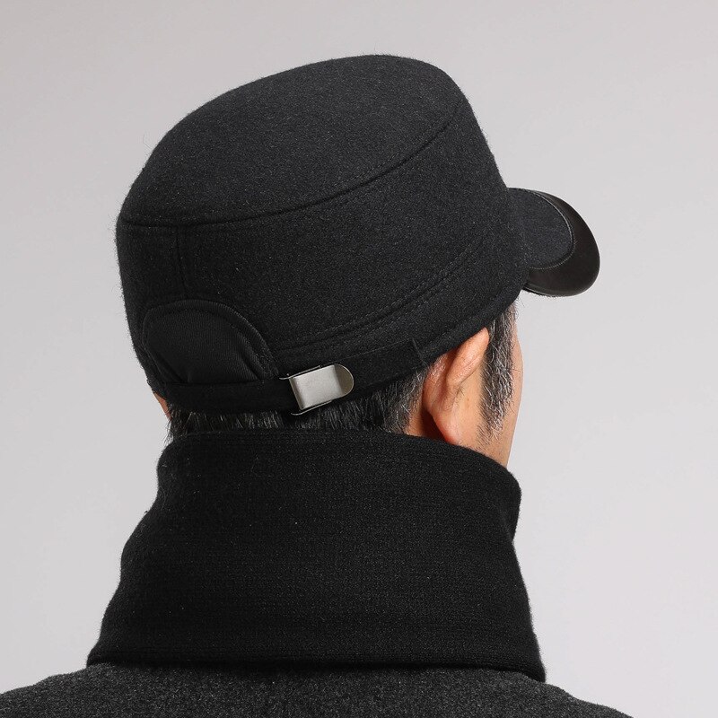 Warme Winter Hoeden Voor Mannen Vader Opa Hoed Winter Dikke Oorkleppen Piekte Caps Wollen Hoeden Oor Bescherming Baseball caps