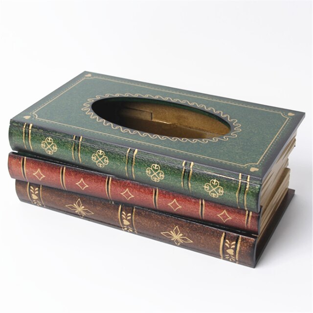 Table Tissue Box Book Shaped Wooden Paper Storage Organizer Tissue Case for Restaurant Household Paper Box Holder Table Decor: Green