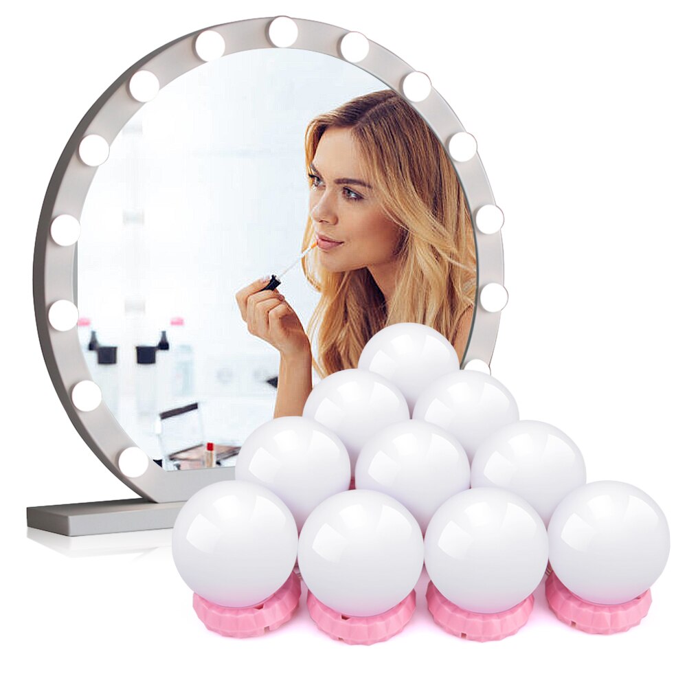 10 LED Light Bulbs Makeup Vanity Cabinet Mirror Makeup Full Powered Lamp Super Bright Hollywood Vanity Lights