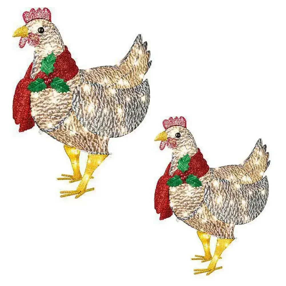 Courtyard Christmas Led Night Lights Outside Garden Decoration Ornaments Chicken Hen Glowing Pastoral Chickens Lamps