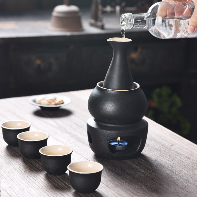Keramische Wijn Cup Set Voor Japanse Sake Russische Geesten Warmer Omvatten 4Pc Sake Cups Een Sake Fles Een Warmer cup Een Verwarming Kachel