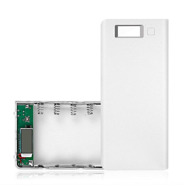 8*18650 batteriholder dual usb power bank batteriboks mobiltelefon oplader diy shell taske opladning opbevaringsetui til xiaomi: Hvid