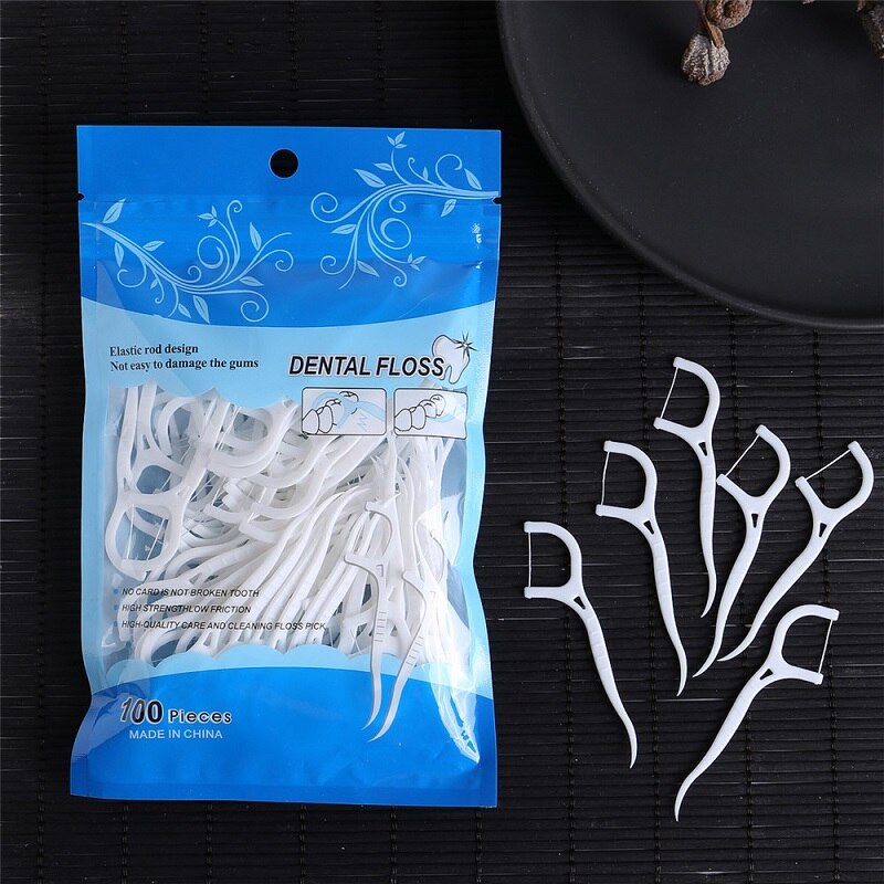 50/100pcs Disposable Dental Floss Flosser Picks Interdental Brush Teeth Stick Toothpicks Oral Hygiene Gum Cleaning Dental Tools
