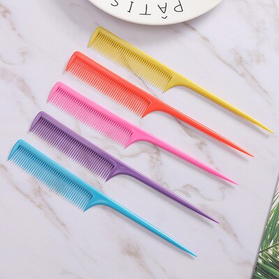 Peigne fin de pour coiffeur , peigne à queue de couleur, fendue pour la beauté, 1 pièce: Random Color 5pcs