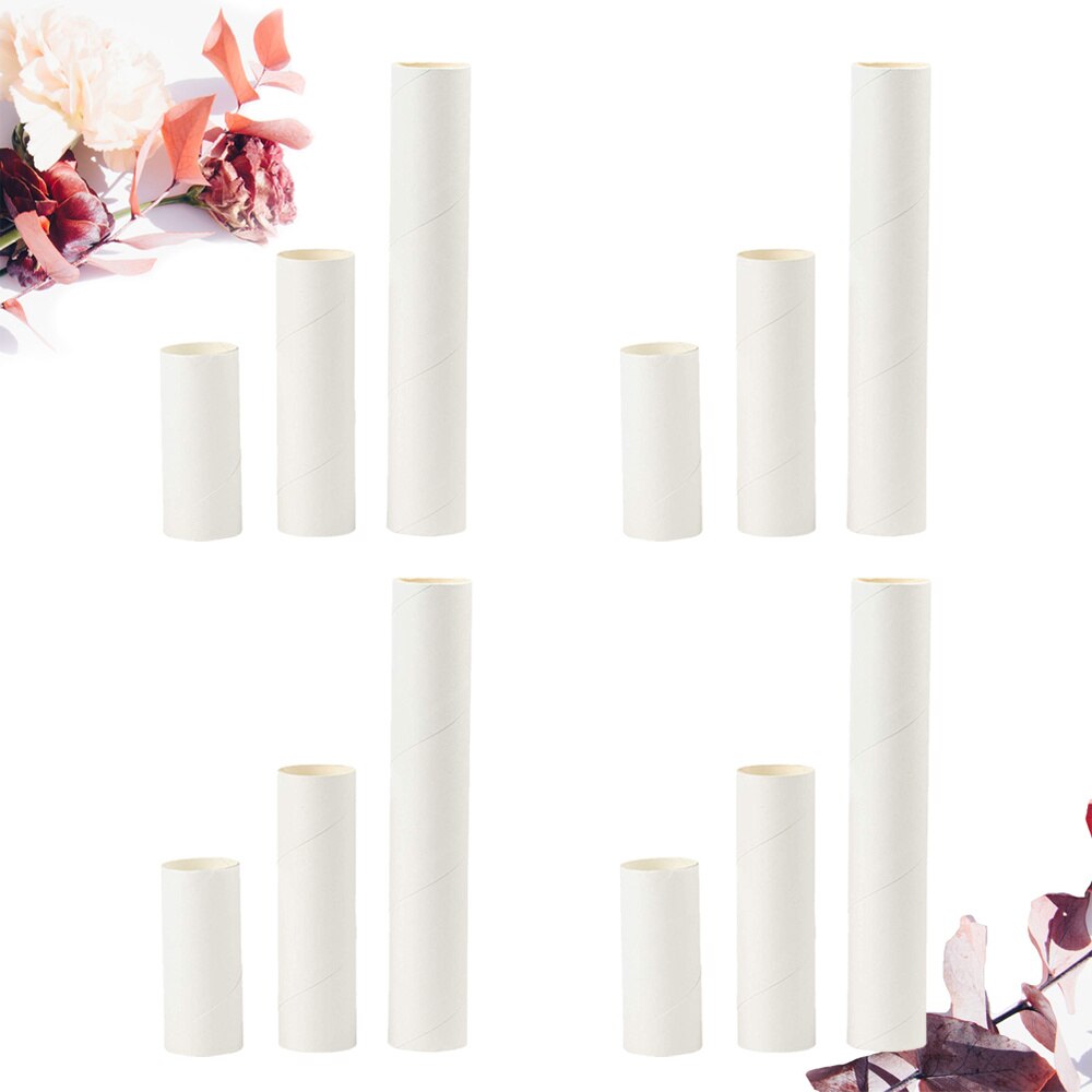 24PCS White Durable Portable Easy to Use Cardboard Tubes Kraft Paper Containers for Children Craft