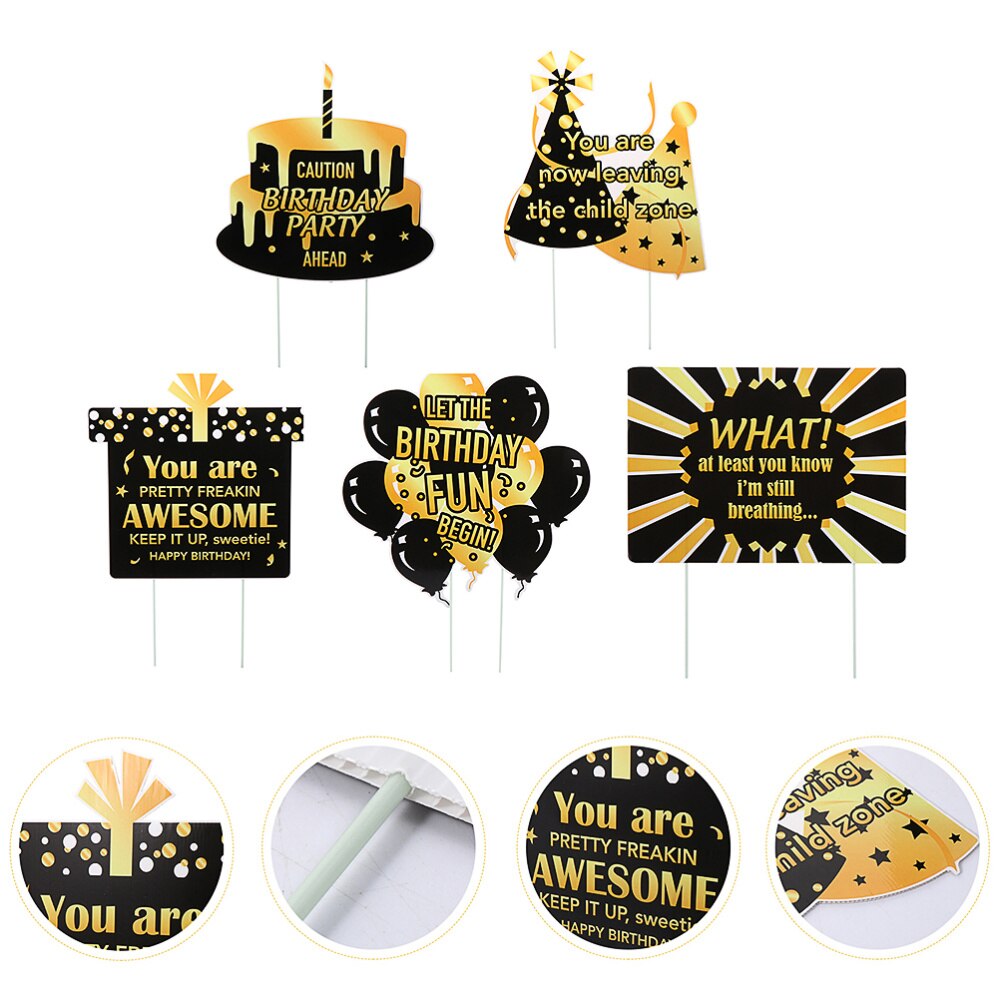 5Pcs Birthday Outdoor Sign Birthday Sign Birthday Lawn Sign Outdoor Signs Party Yard Sign for Garden Party: Default Title