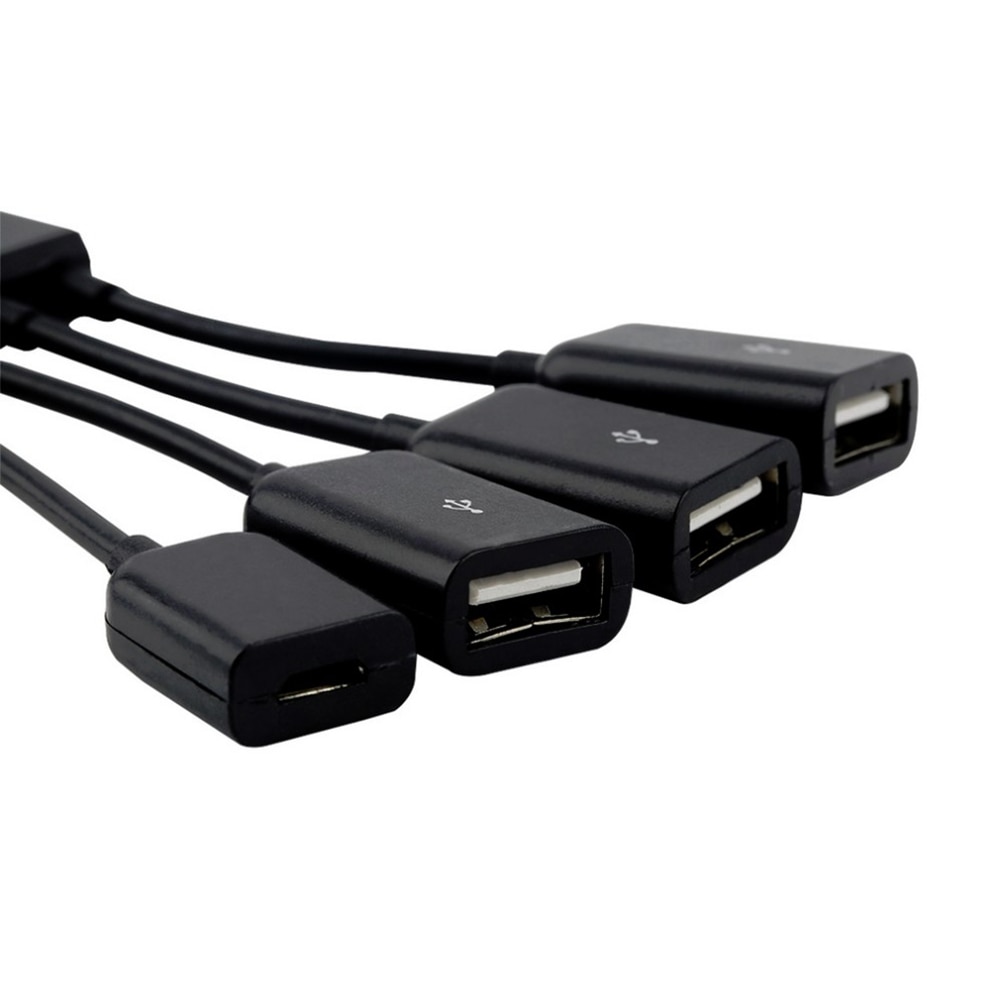 Câble de Hub noir d'otg de puissance d'otg de puissance d'usb de 4 ports chauds pour des accessoires de souris de disque du Smartphone U de tablette d'android