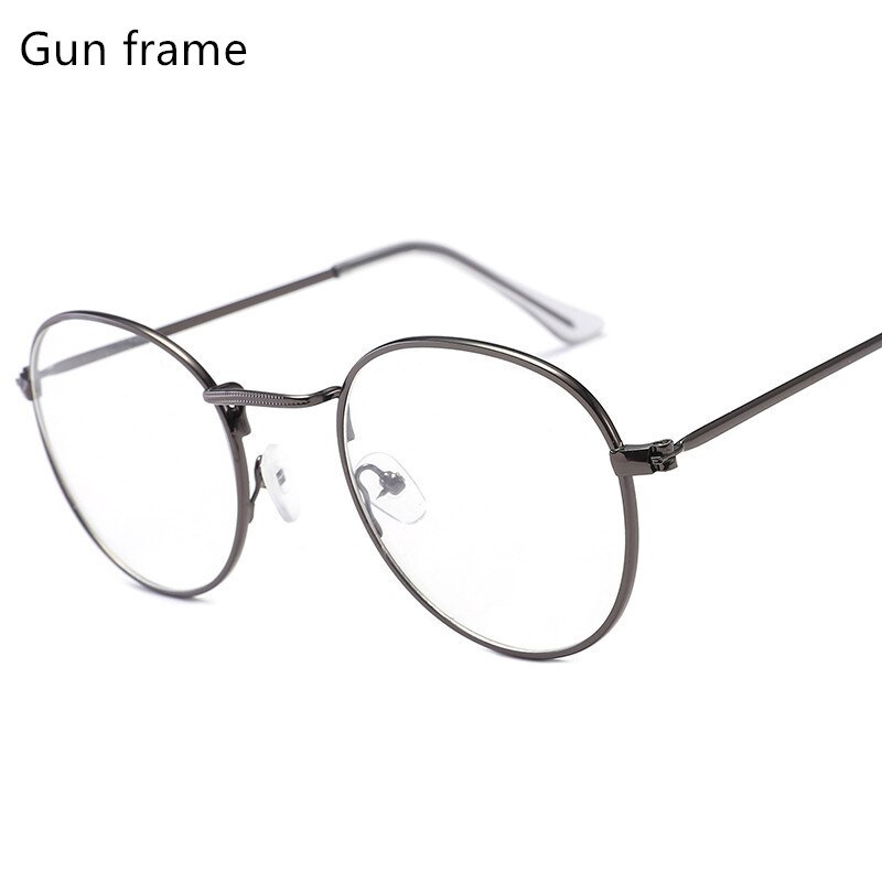 round women's glasses frame classic metal frame optical glasses transparent computer oval eyeglasses frame reading: gun
