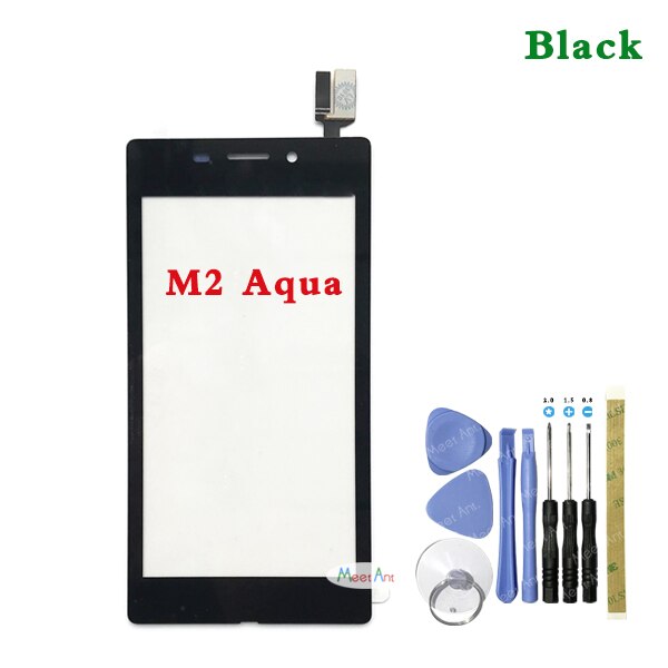 4.8 &quot; för sony xperia  m2 s50h d2302 d2303 d2305 d2306 och  m2 aqua  d2403 pekskärm digitaliserare frontglassensorpanel: M2 vattensvart verktyg