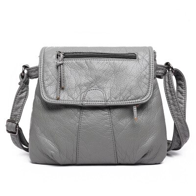 CmetNi Zwarte Kleine Vrouwen Messenger Bag Zachte Gewassen PU Lederen Crossbody Bag Vrouwelijke Handtas Portemonnees: Grijs