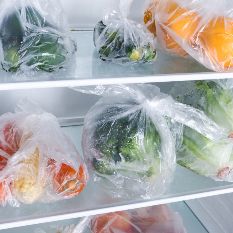 Bolsas para conservación de alimentos frescos, bolsas enrollables para supermercados en forma de lágrima, bolsas de plástico de mano para cocina para mantener fresco