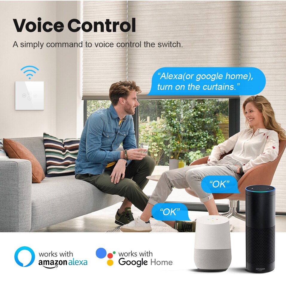 AVATTO – interrupteur de rideau lumineux WiFi Tuya, pour moteur électrique, volet roulant/stores, domotique intelligente, fonctionne pour Alexa,Google Home