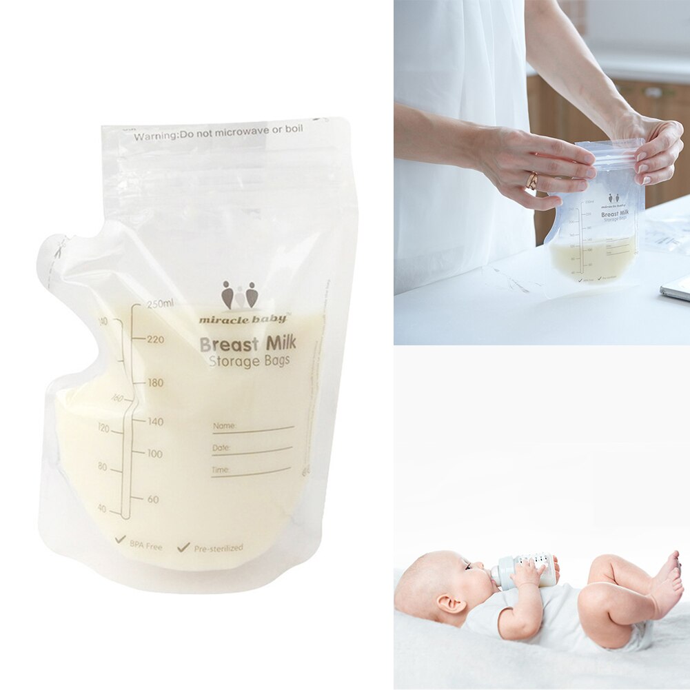 30 stk 250ml præ-steriliseret mad opbevaring mælkepose frisk væske fryser gennemsigtig modermælk forseglet babyfodring