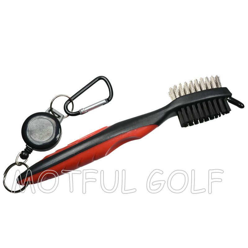 Clube de golfe escova sulco golfe escova de limpeza 2 lados putter golfe cunha ferros cabeça kit limpeza ferramenta gof acessórios: Vermelho