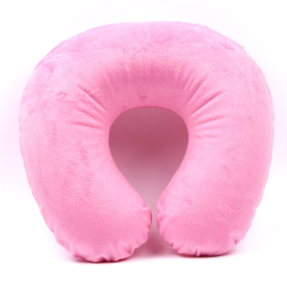 Flocking Plush Fabric Cover Inflatable Pillow Outdoor Travel Cushion U-Shaped Pillow Neck Pillow Travel Accessories Nap Pillow