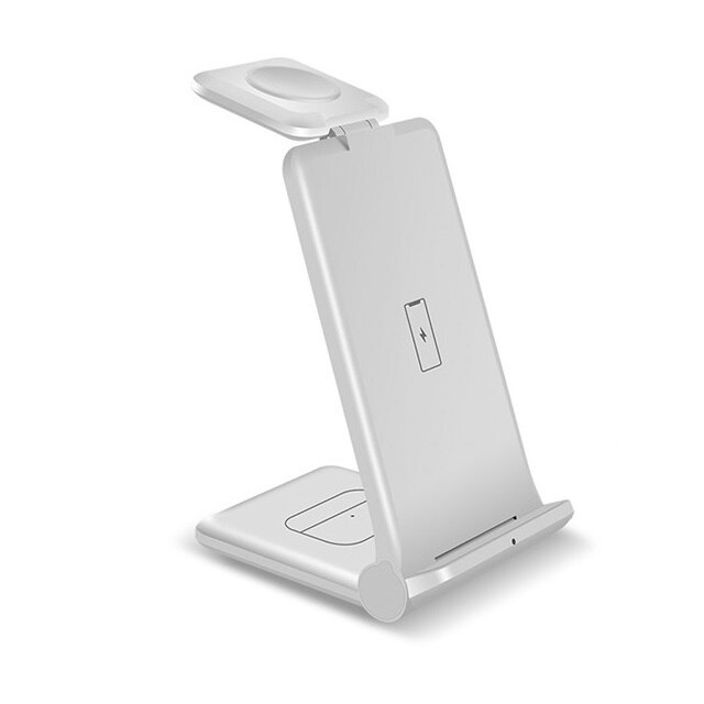 Chargeur sans fil Qi 3 en 1 pour iPhone 13 12 11 XS XR X 8, pour Apple Watch 7 SE 6 5 4 3 AirPods Pro, Station de charge rapide 15W: 3 IN 1 White