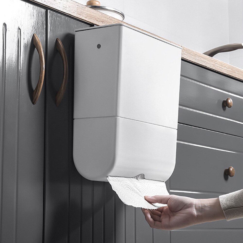 With Lid Home Ktchen Wall Mounted Rectangular Household Cabinet Door Paper Garbage Can Hanging Tissue Box Odorless Trash