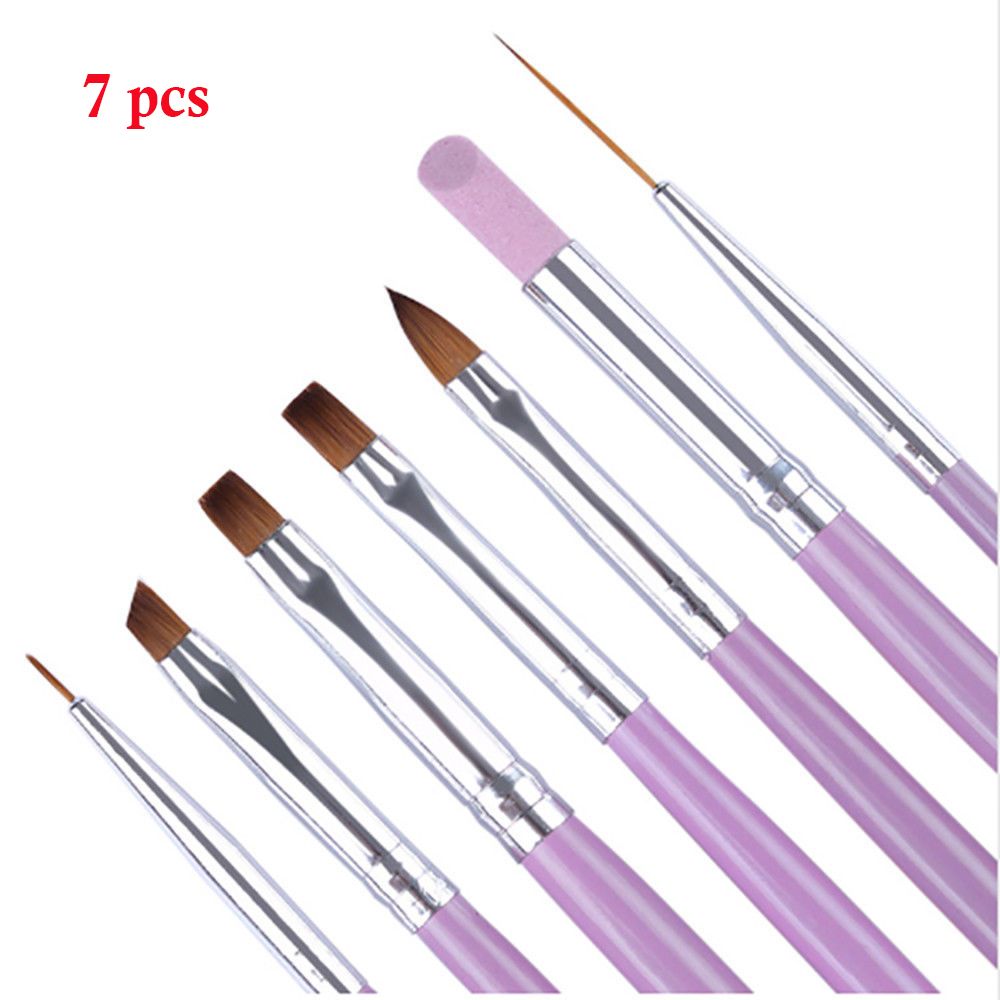 7Pcs Acrylic Liquid For Nail Acrylic Nail Art Pen Tips UV Builder Gel Painting Brush Manicure Set