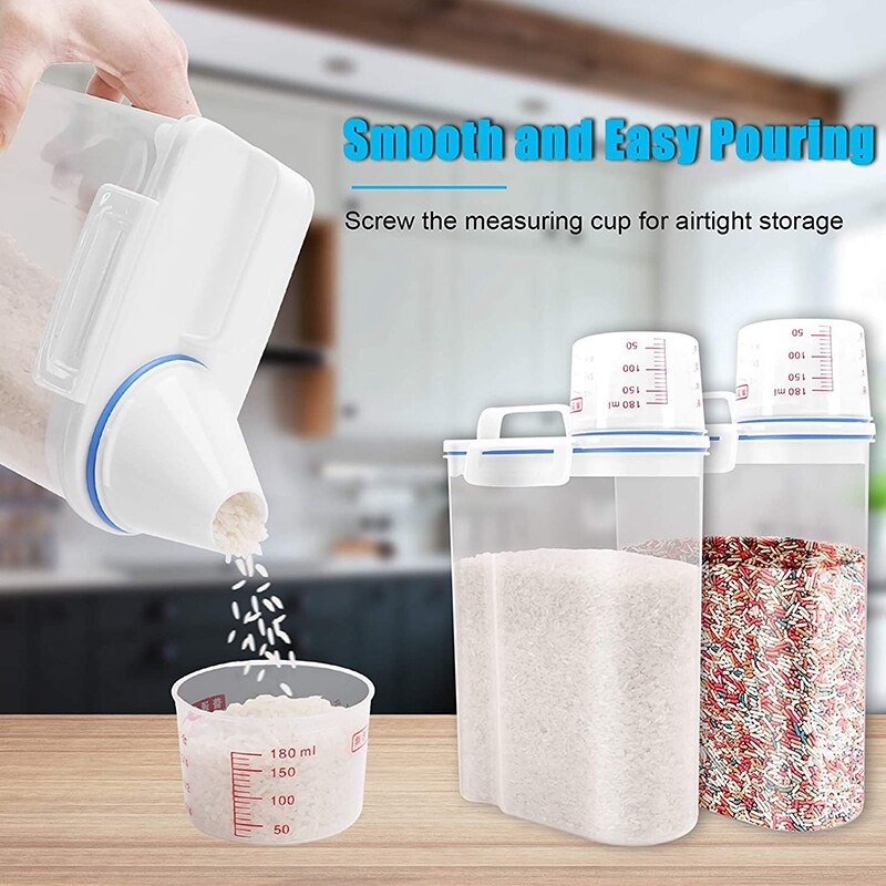 Rice Cereal Container Storage Airtight Dry Food Rice Container Storage Plastic Small Rice Dispenser with Measuring Cup