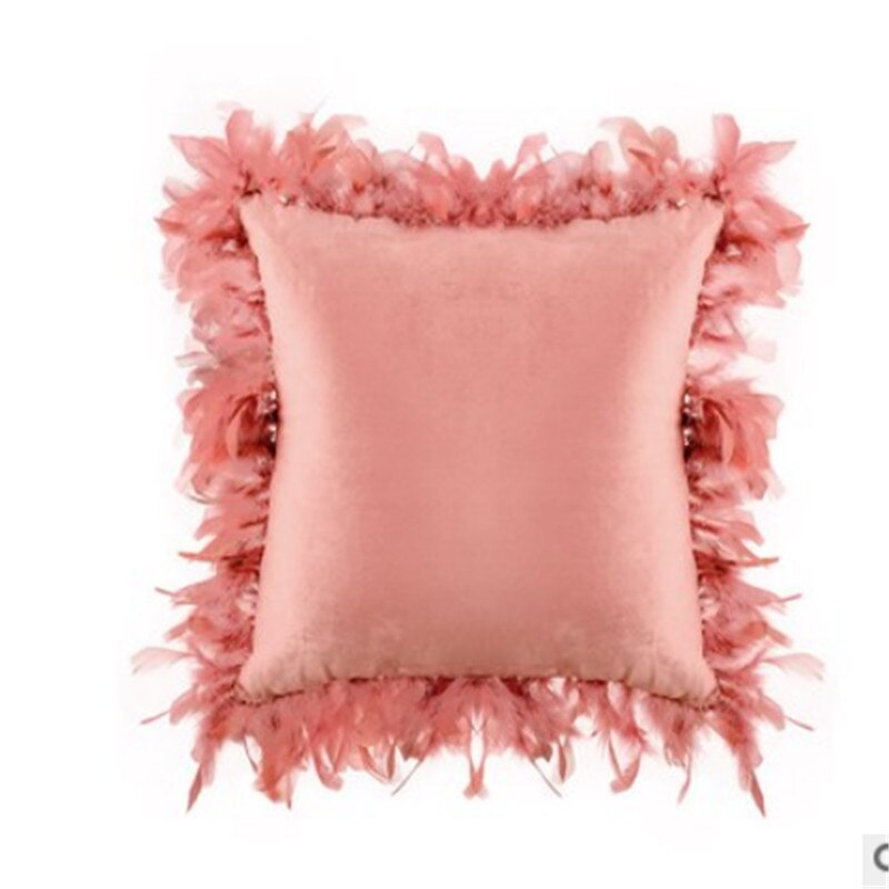 Almohada de plumas Vintage para sofá, asiento, silla, cojín de respaldo de coche de gama alta, de satén de seda, suave,: 4