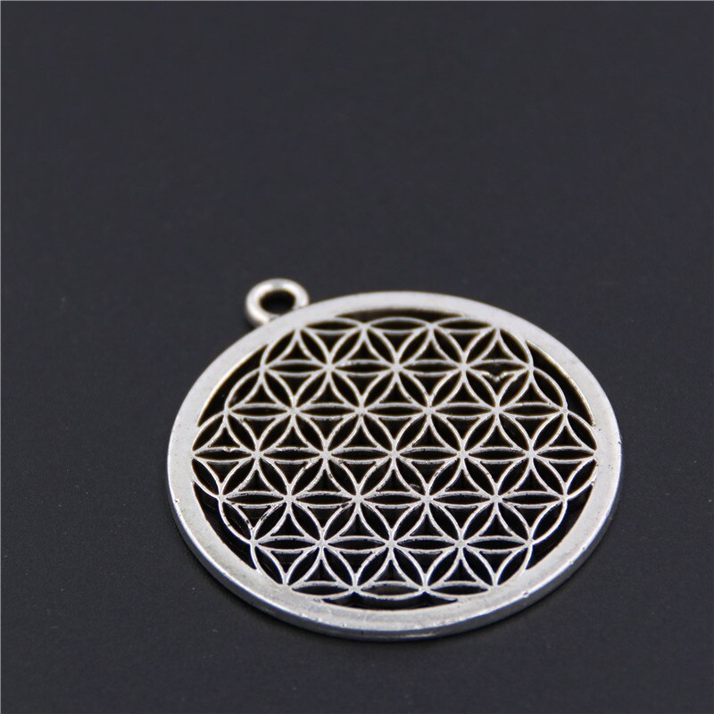 5pcs Silver Color Flower of life Circle Shaped Seed of Life Sacred Geometry Craft DIY Findings