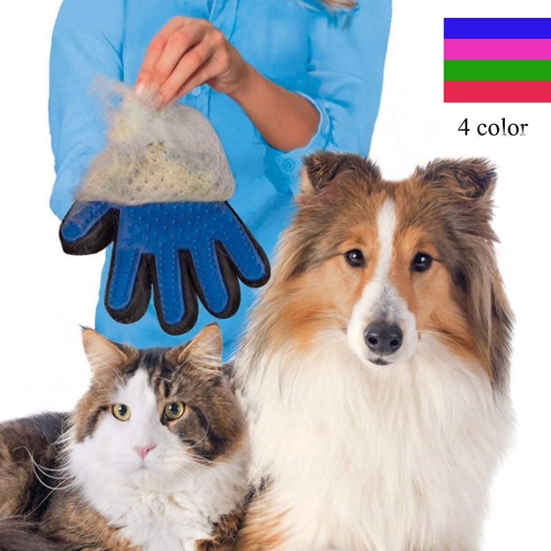 Deshedding børste handske til hunde kattehår kam fem finger handske hundpleje handske kæledyrsforsyning rengøring
