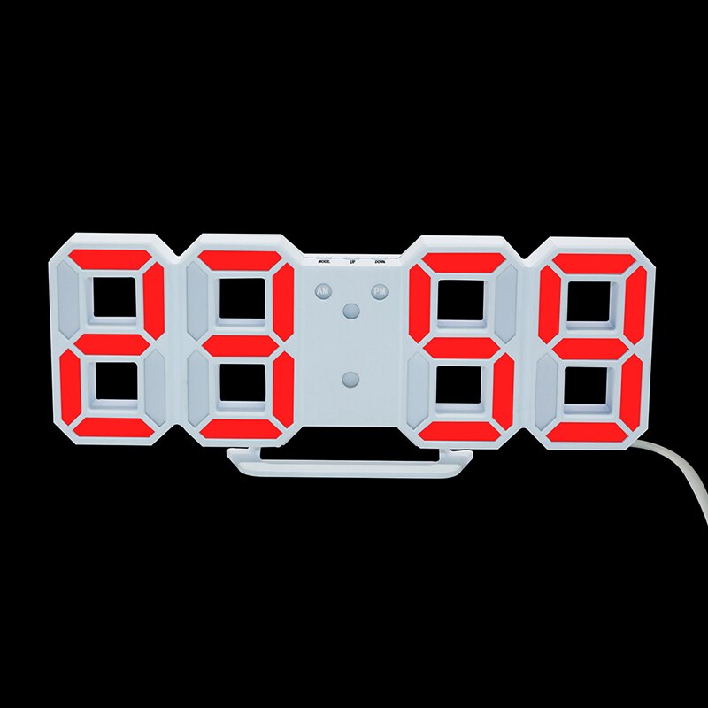 Bord 3d digital klokke alarm slumre hjemmerom dekal vekkerklokke moderne digital ledet bordklokke klokker 24 eller 12- tidtaker: Wr