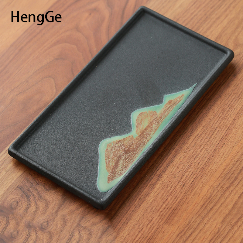 Simple far mountain painted ceramic tea tray teacup teapot tea set storage trays serving tray living room tea table decor